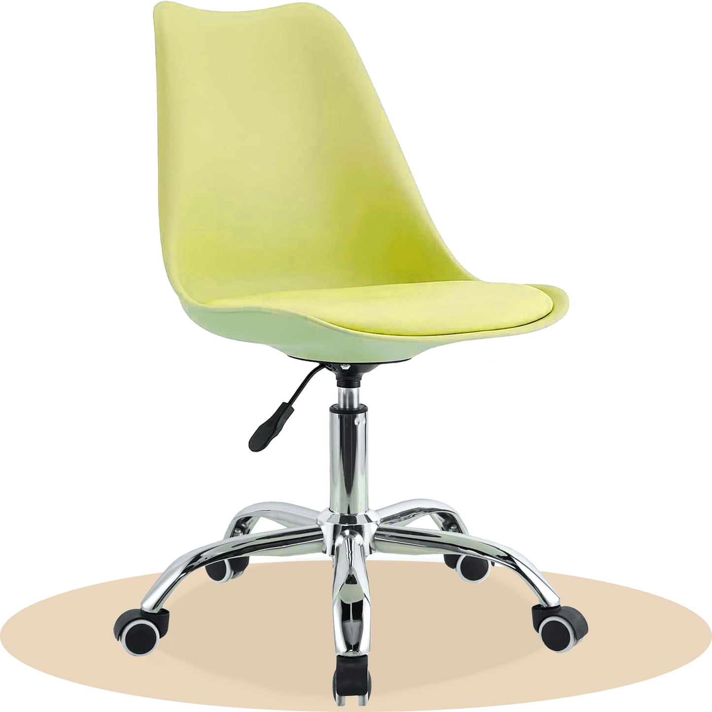 Silla Escritorio Ergonómica con Ruedas, Silla Oficina Giratoria con Altura Ajustable, Acolchada, Estilo Nórdico, Ideal para Estudio y Oficina