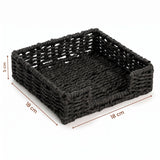 Servilletero de Mesa Tejido, para Organizar Servilletas en Cocina y Comedor, Diseño Decorativo de Estilo Natural, Color Negro, 18 x 18 x 5 cm