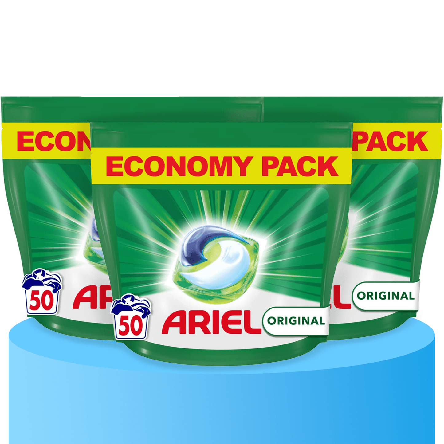 Ariel All-in-1 Detergente para Lavar la Ropa en Cápsulas, 50/100/150 Cápsulas, Eficaz incluso en Frío, Frescura Duradera