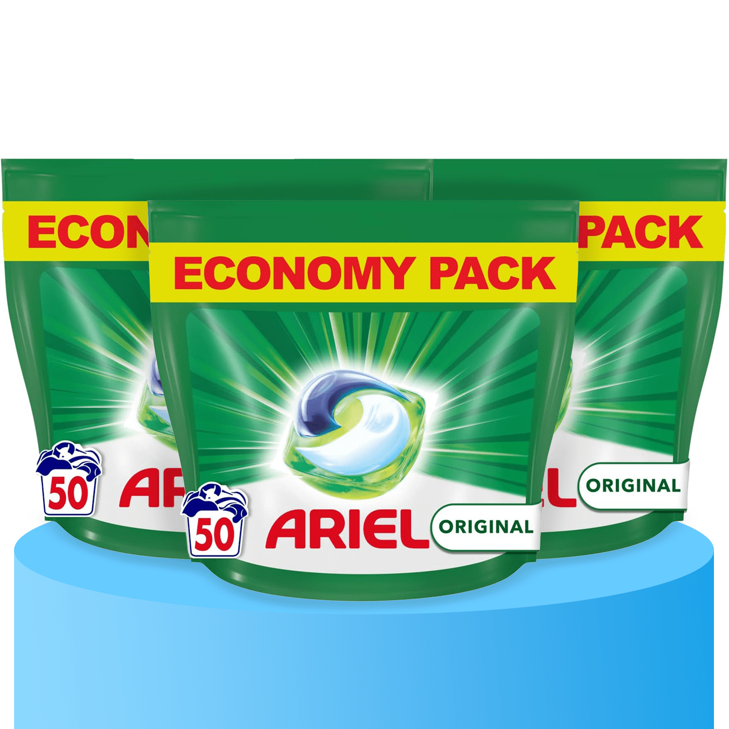 Ariel All-in-1 Detergente para Lavar la Ropa en Cápsulas, 50/100/150 Cápsulas, Eficaz incluso en Frío, Frescura Duradera