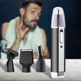 Corta Barba Hombre 4 en 1, Corta Pelos Nariz y Orejas, Barba, Patillas y Cejas, Carga USB, Perfecto para Casa y Viaje, Batería 400 mAh