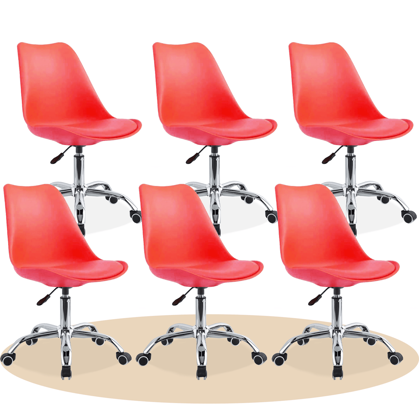 Silla Escritorio Ergonómica con Ruedas, Silla Oficina Giratoria con Altura Ajustable, Acolchada, Estilo Nórdico, Ideal para Estudio y Oficina