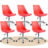 Silla Escritorio Ergonómica con Ruedas, Silla Oficina Giratoria con Altura Ajustable, Acolchada, Estilo Nórdico, Ideal para Estudio y Oficina