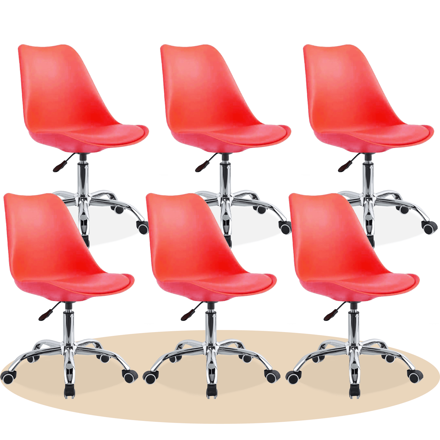 Silla Escritorio Ergonómica con Ruedas, Silla Oficina Giratoria con Altura Ajustable, Acolchada, Estilo Nórdico, Ideal para Estudio y Oficina