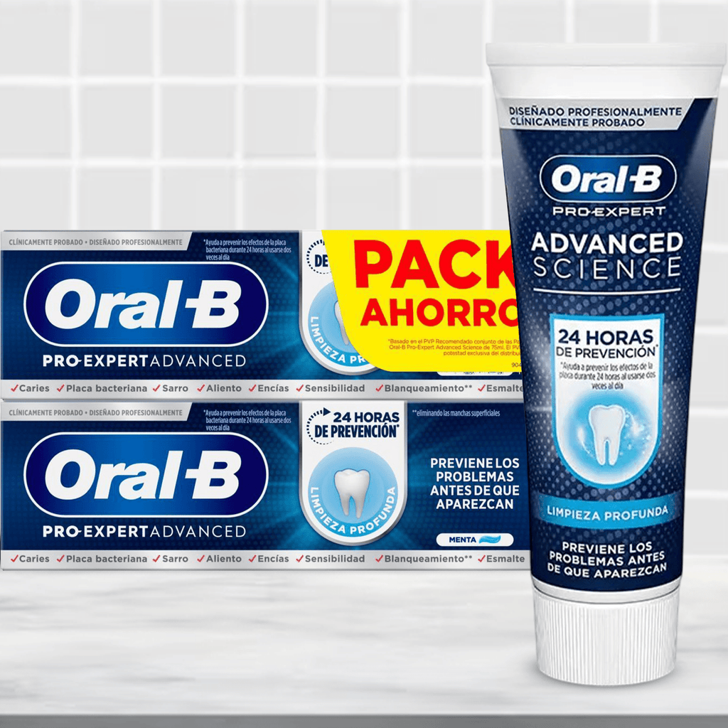 Oral-B Pro-Expert Advanced Pasta de Dientes Menta, Dentríficos Dientes, Limpieza Profunda, 24h de Prevención, 75ml por Tubo