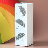 Paragüero de Metal para Entrada, Hogar y Oficina, Diseño Vertical Decorativo Calado de Paraguas, Estructura Abierta para Organizar Paraguas, Blanco, 15.5 x 15.5 x 49 cm