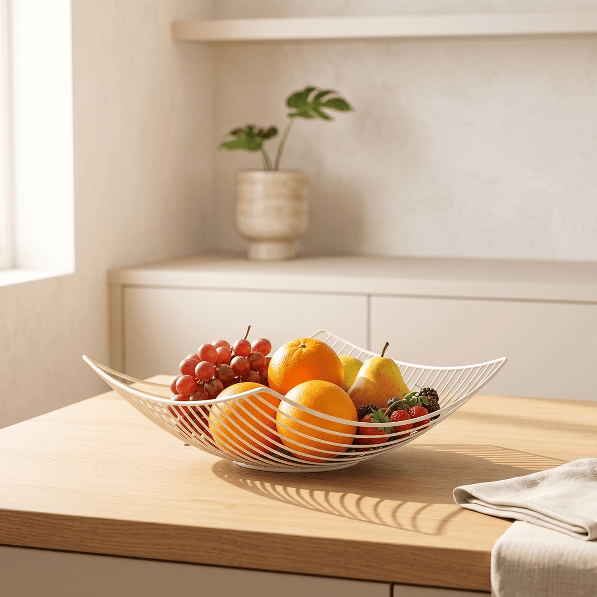 Frutero Metálico, Bandeja de Almacenamiento, Duradero y Fácil de Limpiar, Decoración para Cocina y Comedor, Exhibición de Frutas