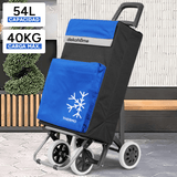 Carro Compra Plegable 4 Ruedas con Bolsillo Térmico para Congelados, Carro Plegable con Ruedas, 54 Litros de Capacidad y 40 Kg de Carga Máxima, Compartimentos Extra, Ruedas Grandes Resistentes para Facilitar el Movimiento y el Transporte del Peso
