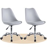 Silla Escritorio Ergonómica con Ruedas, Silla Oficina Giratoria con Altura Ajustable, Acolchada, Estilo Nórdico, Ideal para Estudio y Oficina