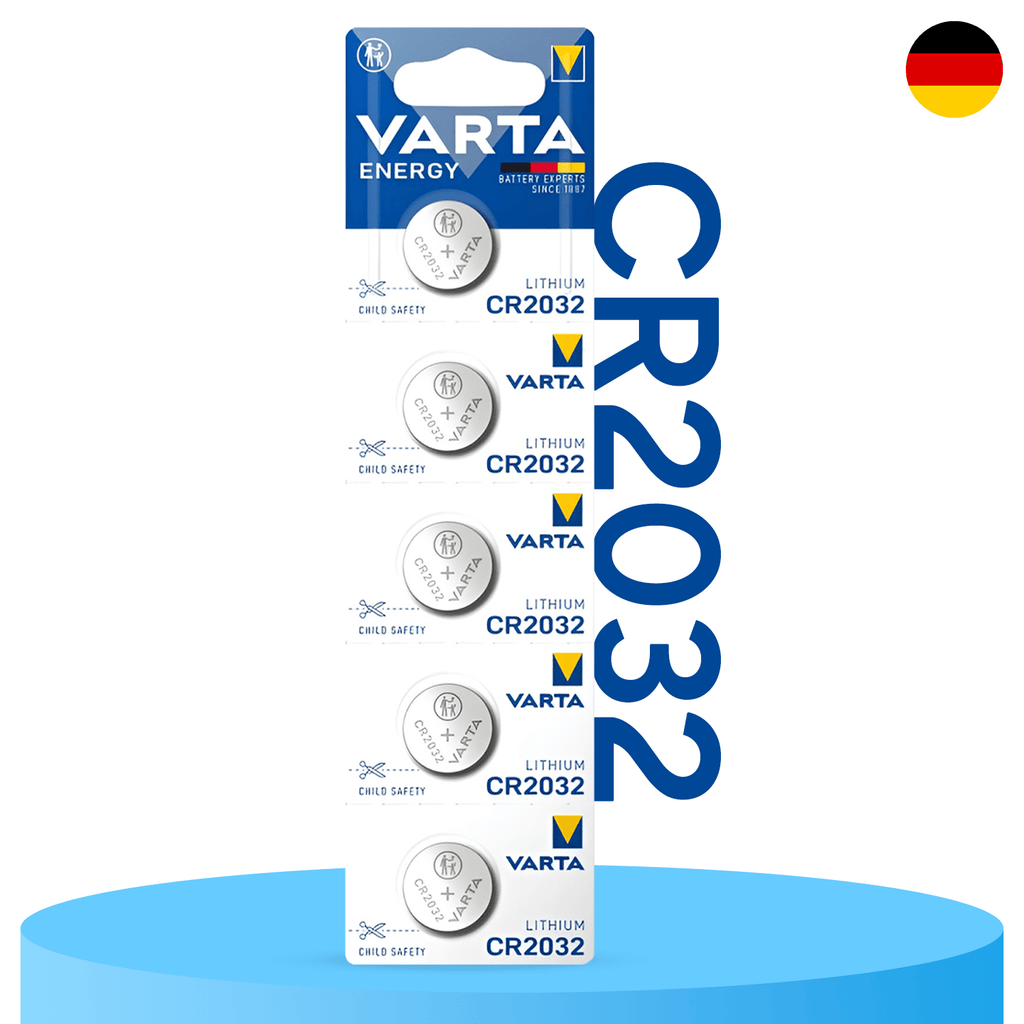VARTA Pilas Boton CR2032 de Litio de Alto Rendimiento, 5 Unidades, Larga Duración, Ideal para Relojes, Controles Remotos, Calculadoras, Básculas, Audífonos, Juguetes y Otros Dispositivos Pequeños