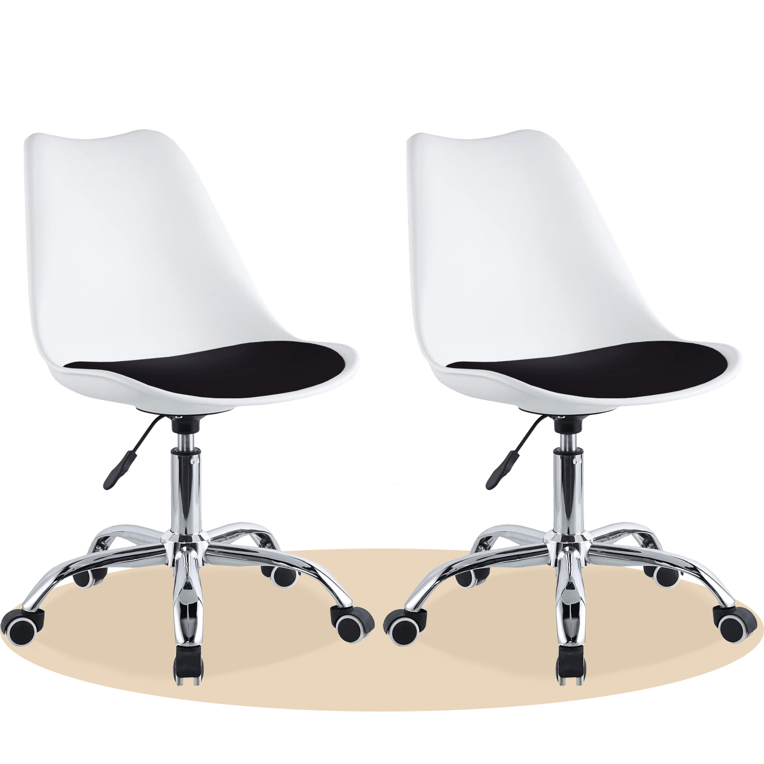 Silla Escritorio Ergonómica con Ruedas, Silla Oficina Giratoria con Altura Ajustable, Acolchada, Estilo Nórdico, Ideal para Estudio y Oficina