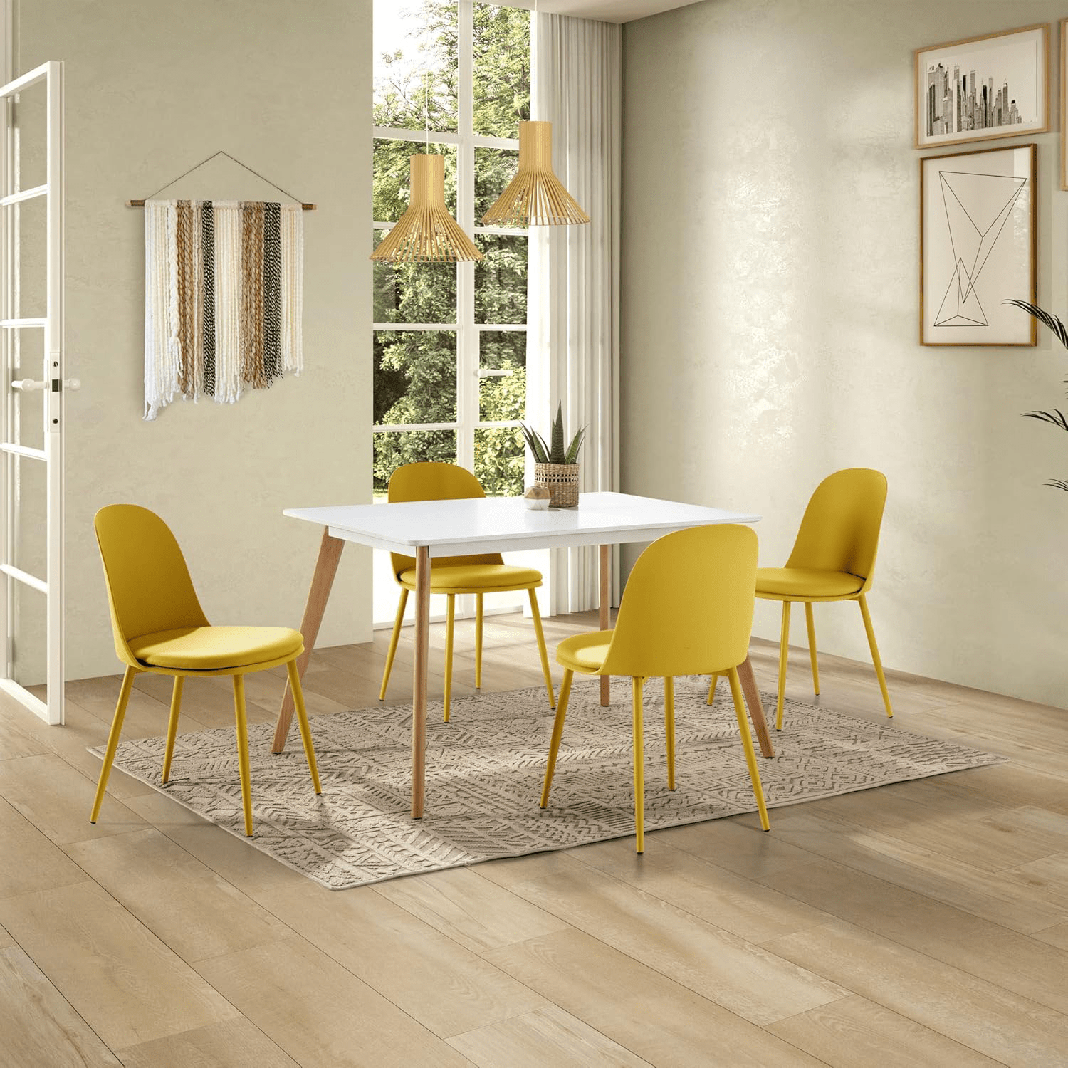 1/2/4/6 Unidad Sillas para Comedor, Sillas para Cocina con Asiento Blando, Tapizado y Patas Resistentes de Madera de Haya, Sillas Nórdicas