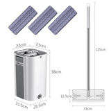 Fregona y Cubo de Limpieza Escurridor con Compartimentos, Cabezal Plano y Flexible Rotación 360. Cubo Escurrefacil. Ideal para Limpiar Suelos, Paredes, Techos, Ventanas, Incluye Recambios Extra