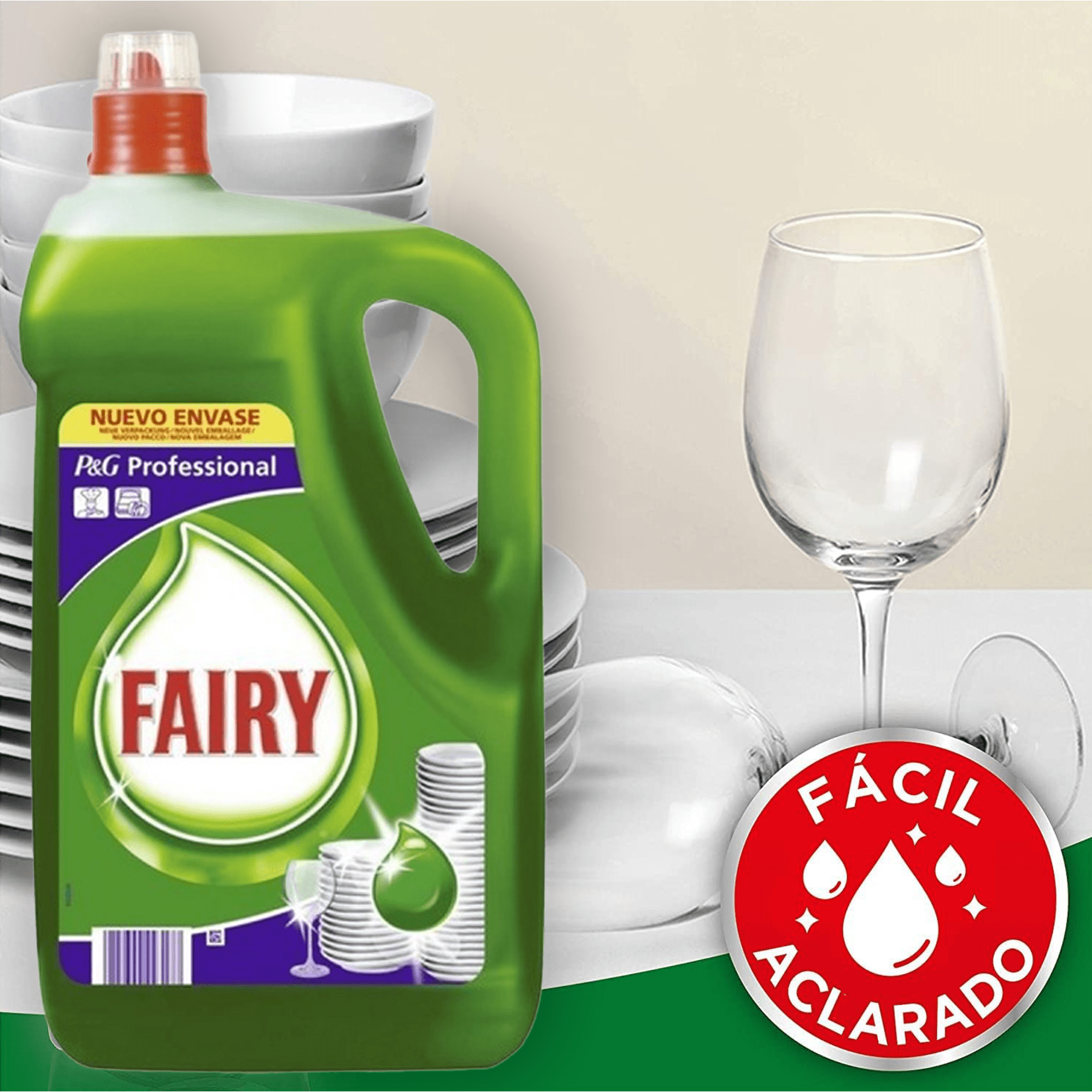 Fairy Professional, Lavavajillas a Mano, Detergente Líquido Concentrado, Fácil Fregado y Aclarado, Disuelve la Grasa con Facilidad