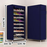Zapatero Organizador de Tela con Cubierta Frontal, Organizador de Zapatos de Gran Capacidad ideal para Ahorrar Espacio, Organizador de Almacenamiento de Zapatos, Zapatero Multinivel, 60 x 30 x 160 cm