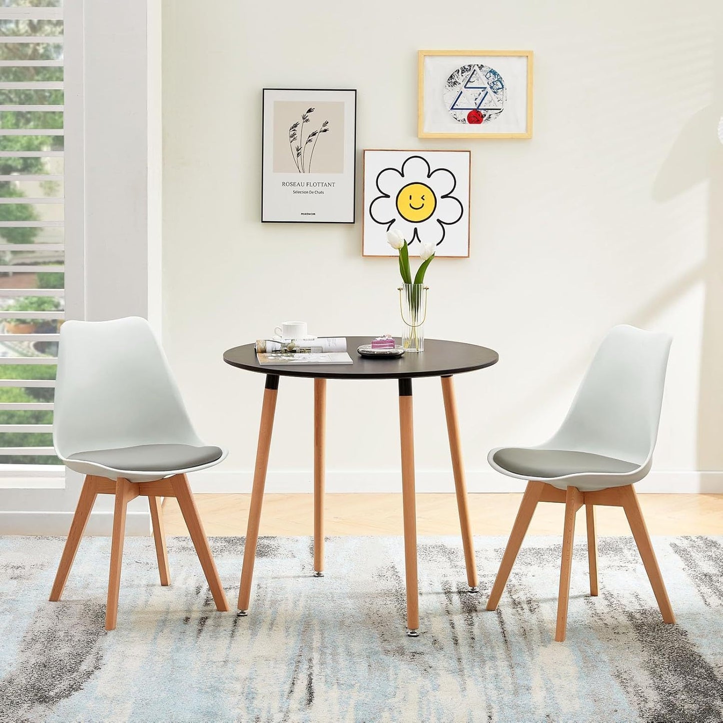 1/2/4/6 Unidad Sillas para Comedor, Sillas para Cocina con Asiento Blando, Tapizado y Patas Resistentes de Madera de Haya, Sillas Nórdicas