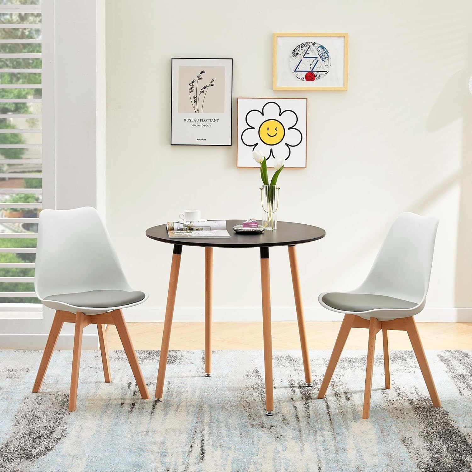 1/2/4/6 Unidad Sillas para Comedor, Sillas para Cocina con Asiento Blando, Tapizado y Patas Resistentes de Madera de Haya, Sillas Nórdicas