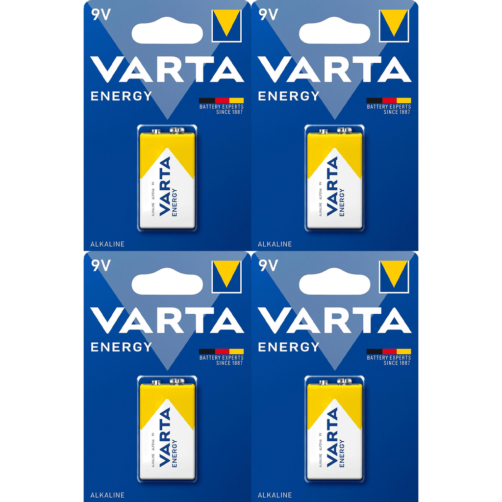 Pilas 9V Alcalinas, Pilas 9v Cuadradas de Alto Rendimiento, VARTA Energy, Larga Duración, Energía Continua, Ideal para Detectores de Humo, Micrófonos Inalámbricos, Pedales de Guitarra, Multímetros, Electrodomésticos