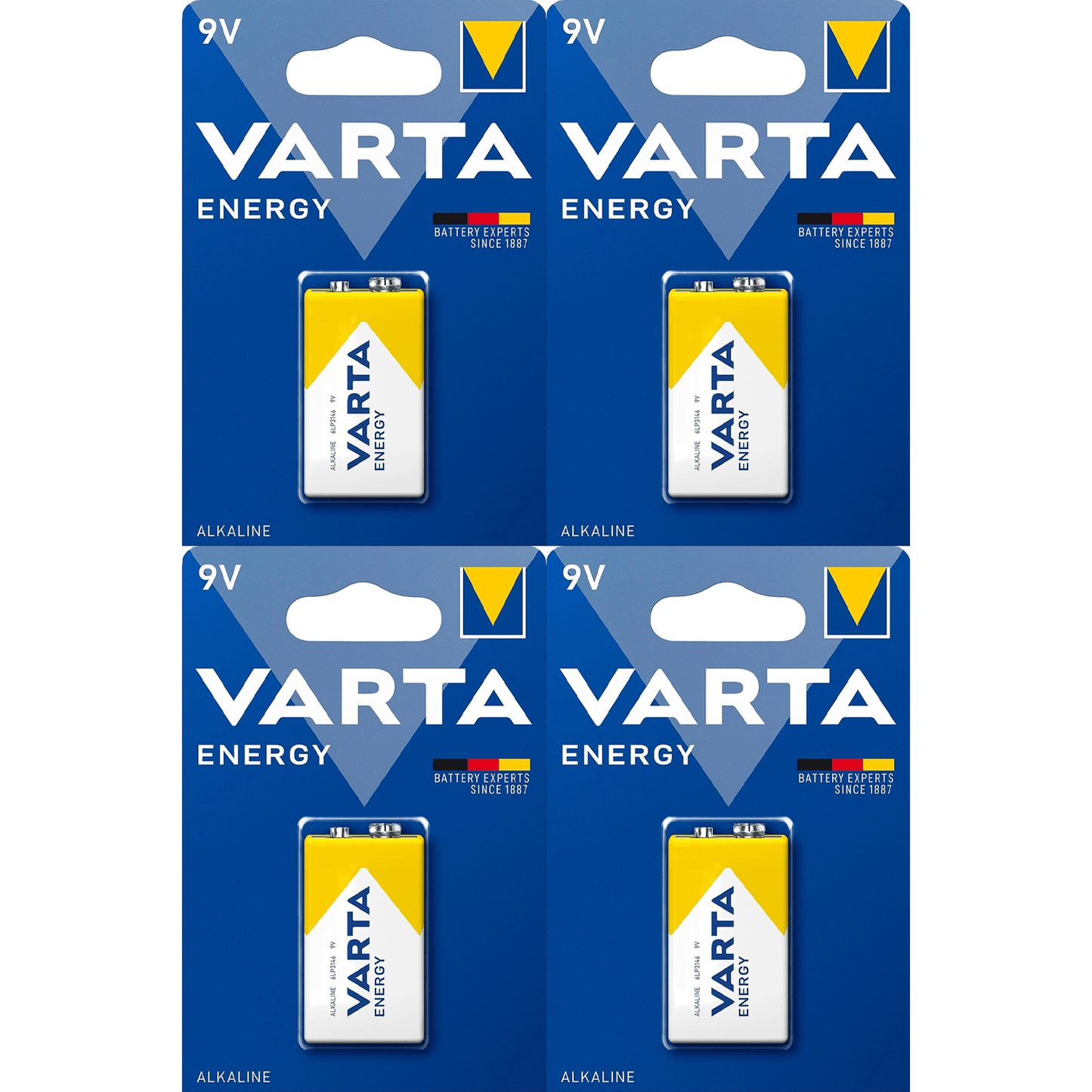 Pilas 9V Alcalinas, Pilas 9v Cuadradas de Alto Rendimiento, VARTA Energy, Larga Duración, Energía Continua, Ideal para Detectores de Humo, Micrófonos Inalámbricos, Pedales de Guitarra, Multímetros, Electrodomésticos