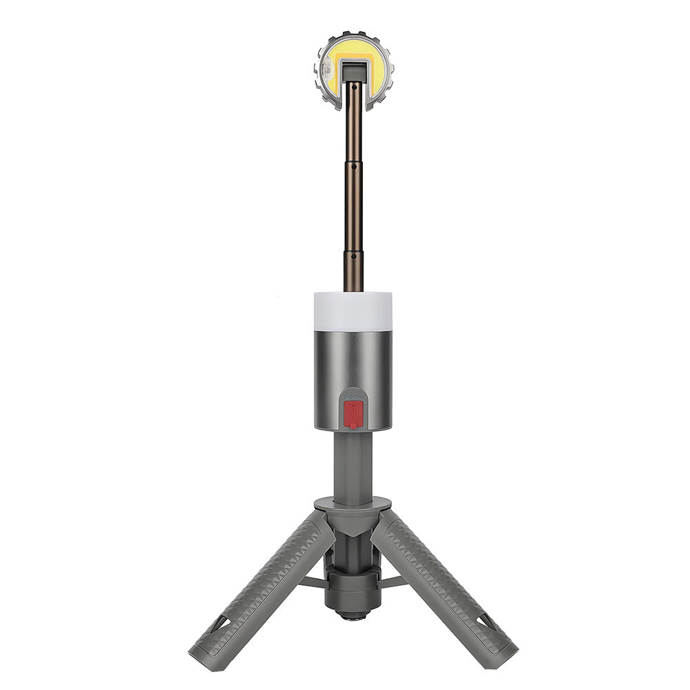 Linterna Campamento Telescópica y Recargable, Varios niveles de Luz y Color, Plástico ABS y Aluminio, Mando a distancia, Bombilla COB + RGB, Batería: 2 x 3.000 mAh, Medidas: 7 x 7 x 31-113,5 cm