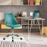 Silla Escritorio Ergonómica con Ruedas, Silla Oficina Giratoria con Altura Ajustable, Acolchada, Estilo Nórdico, Ideal para Estudio y Oficina