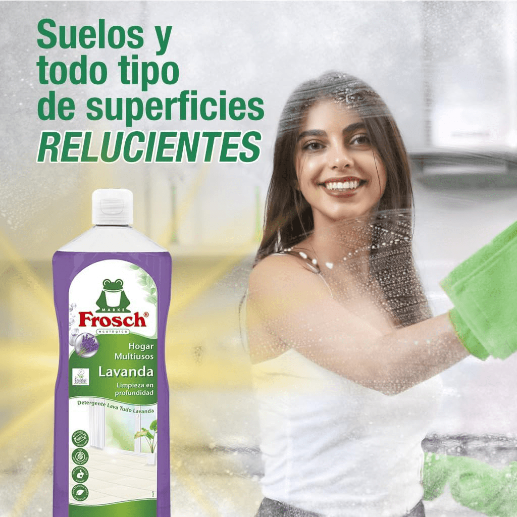 Frosch Limpiador Multiusos de Hogar con Extractos de Lavanda, Elimina la Grasa y la Suciedad en General, Higienizante Eficaz, Resultado Brillante y Duradero, 1L