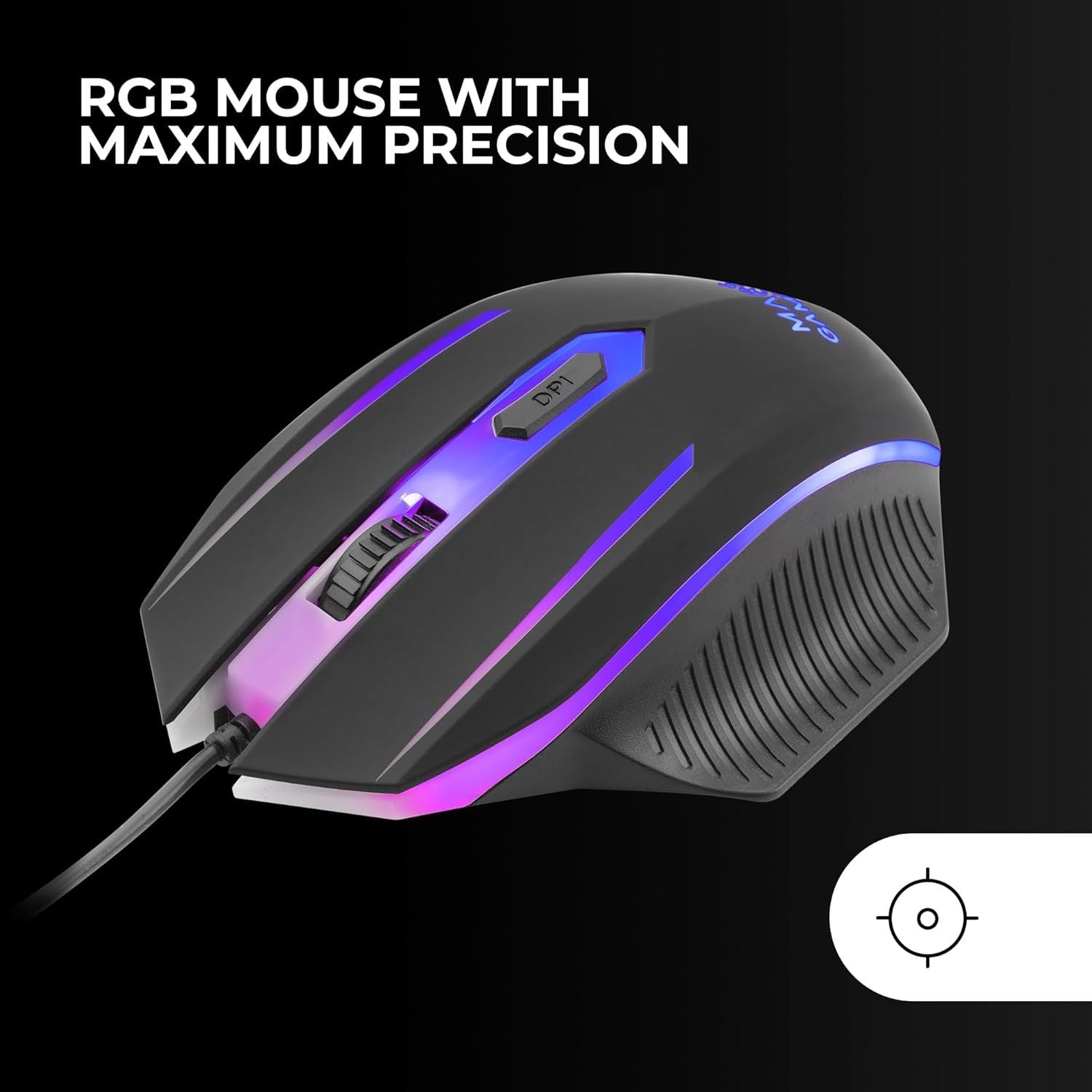 Mars Gaming MCP124, Combo Gaming 3en1, Teclado Ergonómico H-Mech LED RGB, Ratón RGB 3200DPI Switches HUANO, Alfombrilla Nanotextil 360x260mm, Compatibilidad Multiplataforma, Layout Portugués, Negro