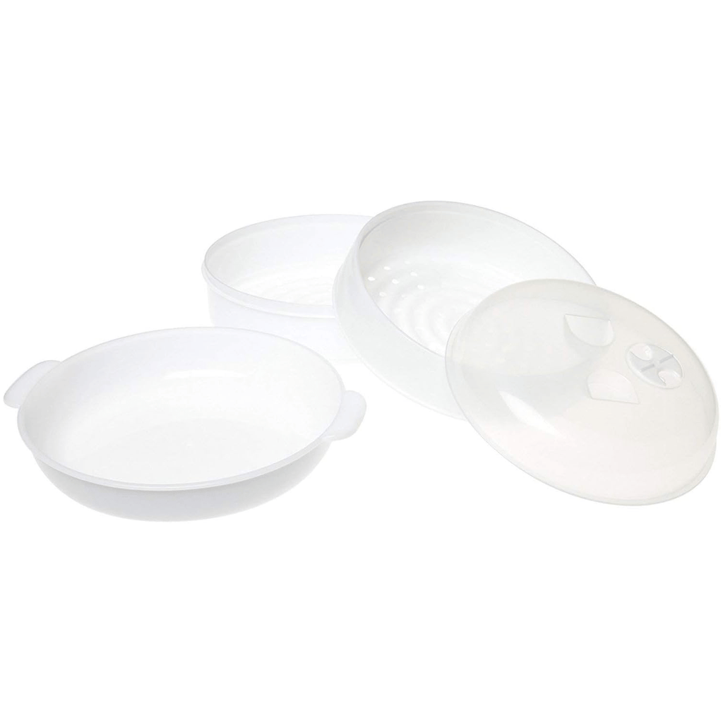 Vaporera Microondas, Cocina al Vapor en el Microondas sin Aceites y sin Grasa, Rápido y Fácil de Usar, Cocina Recetas Sanas en un Instante, Ideal para Verduras, Arroz y Pescado