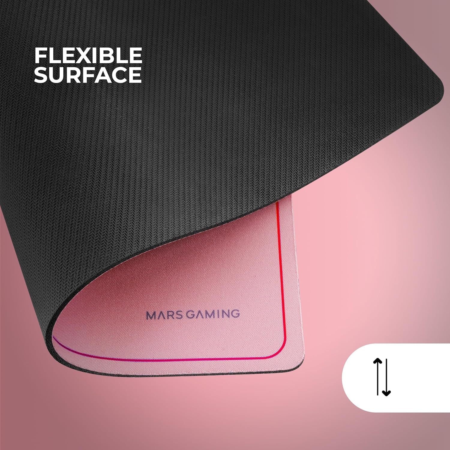 Mars Gaming MMP124, Alfombrilla Gaming 360x260mm, Diseño de Bordes Rainbow, Base Antideslizante de Caucho Natural, Superficie Nanotextil de Alta Precisión, Alfombrilla de Ratón Flexible, Rosa