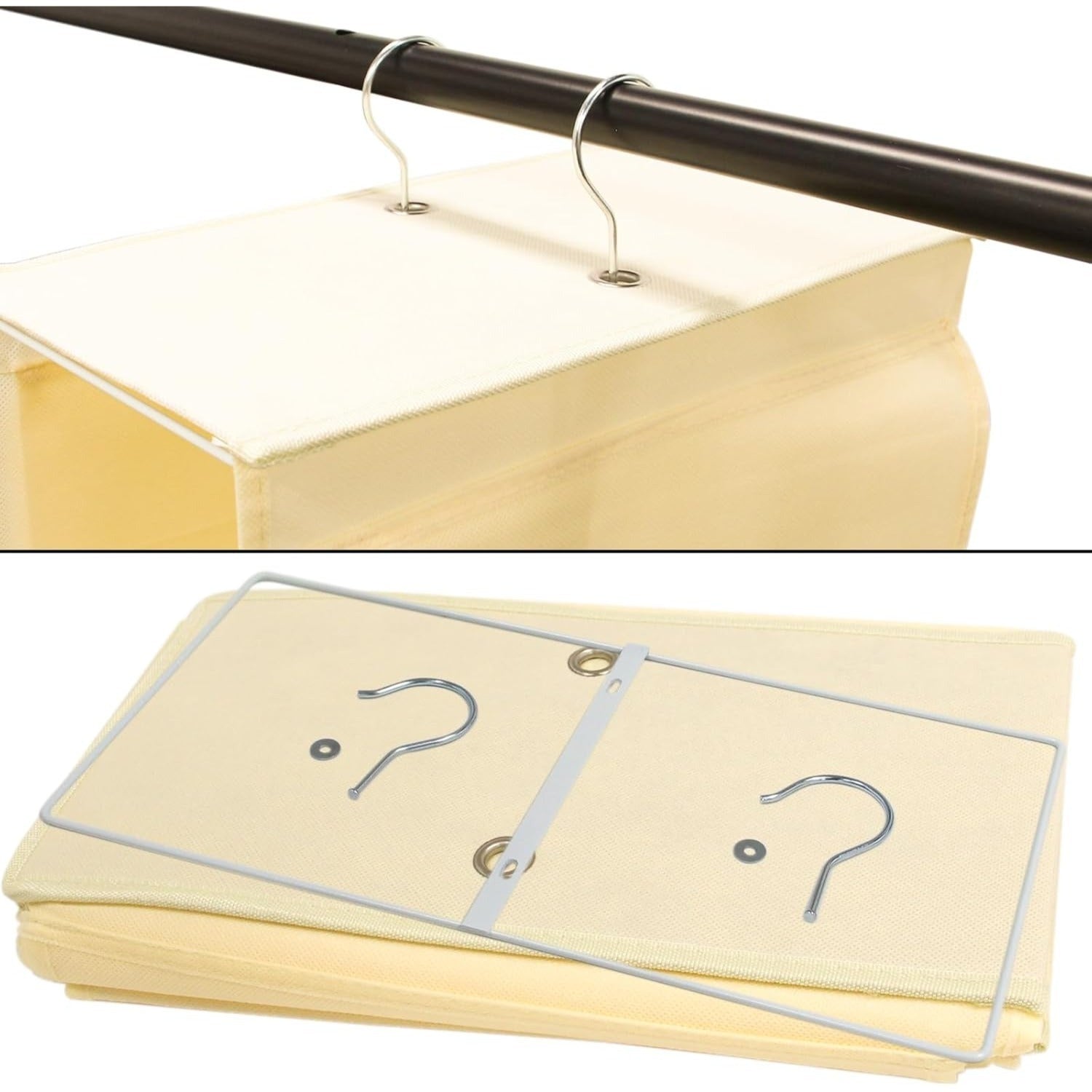 Organizador Armario Ropa, Organizador Bolsos de 18 x 36 x 80 cm, 2 Enganches Metálicos para Colgar, Compartimentos de Gran Capacidad, 4 Compartimentos Centrales, 6 Compartimentos Laterales