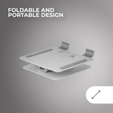 Mars Gaming MA-RST, Soporte para Tablet y Convertibles 2en1 hasta 13", Giratorio 360º + Ajustable en Altura y Ángulo 180º, Soporte Tablet Plegable de Acero Liviano, Antideslizante, Gris Plateado