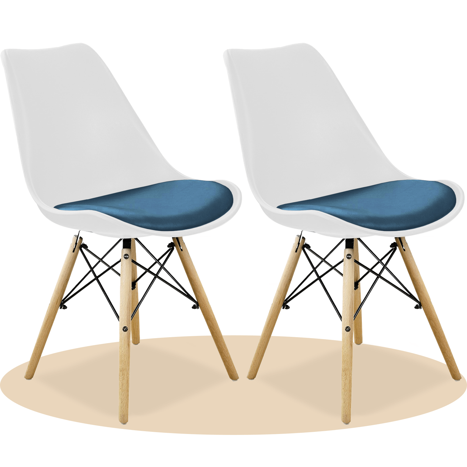 Sillas para Comedor, Sillas para Cocina con Asiento Blando, Tapizado y Patas Resistentes de Madera de Haya, Sillas Nórdicas Minimalistas, 49.5 x 44 x 79.5 cm