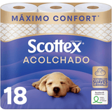Scottex Acolchado Papel Higiénico Acolchado, Rollos con 3 Capas que Proporcionan Confort y Suavidad