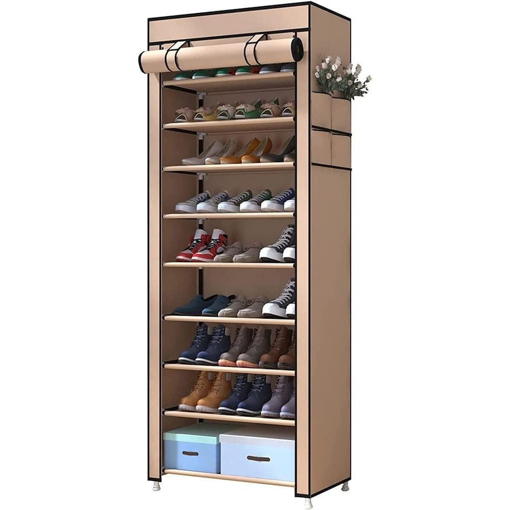Zapatero Organizador de Tela con Cubierta Frontal, Organizador de Zapatos de Gran Capacidad ideal para Ahorrar Espacio, Organizador de Almacenamiento de Zapatos, Zapatero Multinivel, 60 x 30 x 160 cm