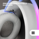 Mars Gaming MH-Glow, Auriculares 360° Full Chroma RGB Flow, Micrófono Cancelación Ruido, Ultraligero, Mempory-Foam, Windows/PS4/PS5/XBOX Series X|S/One/Mac/Switch/Switch 2/Smartphone/Tablet, Blanco