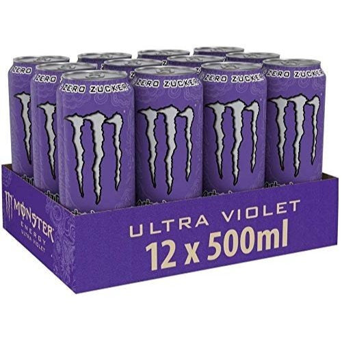 MONSTER ENERGY Ultra Violet Bebida Energética Sabor Uva, Sin Azúcar, 12 Latas de 500ml