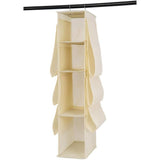 Organizador Armario Ropa, Organizador Bolsos de 18 x 36 x 80 cm, 2 Enganches Metálicos para Colgar, Compartimentos de Gran Capacidad, 4 Compartimentos Centrales, 6 Compartimentos Laterales