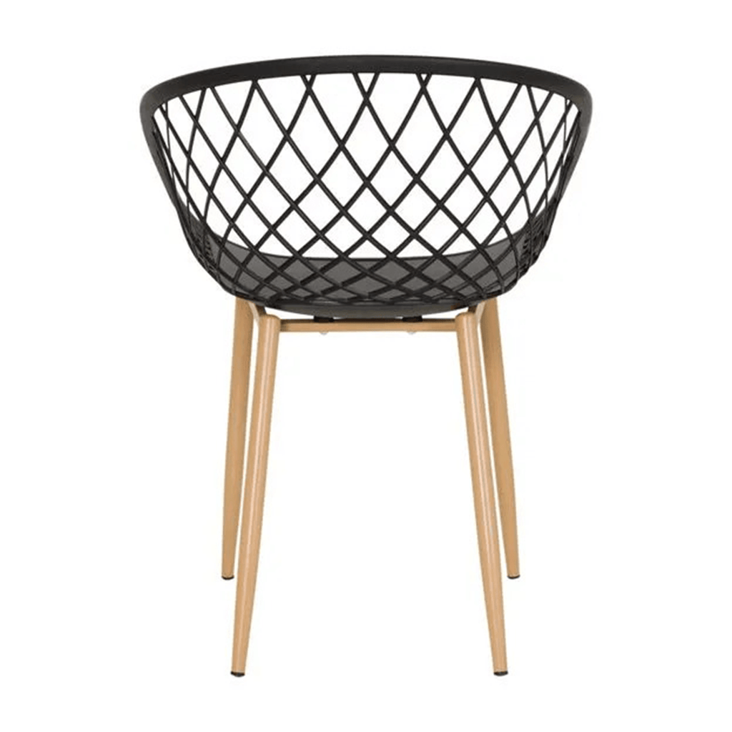 Sillas para Comedor, Sillas para Cocina con Asiento de Polipropileno Ultra Resistente con Diseño tipo Rejilla, Estructura y Patas Metálicas de Color Caqui, 56 x 56 x 80 cm, Negro