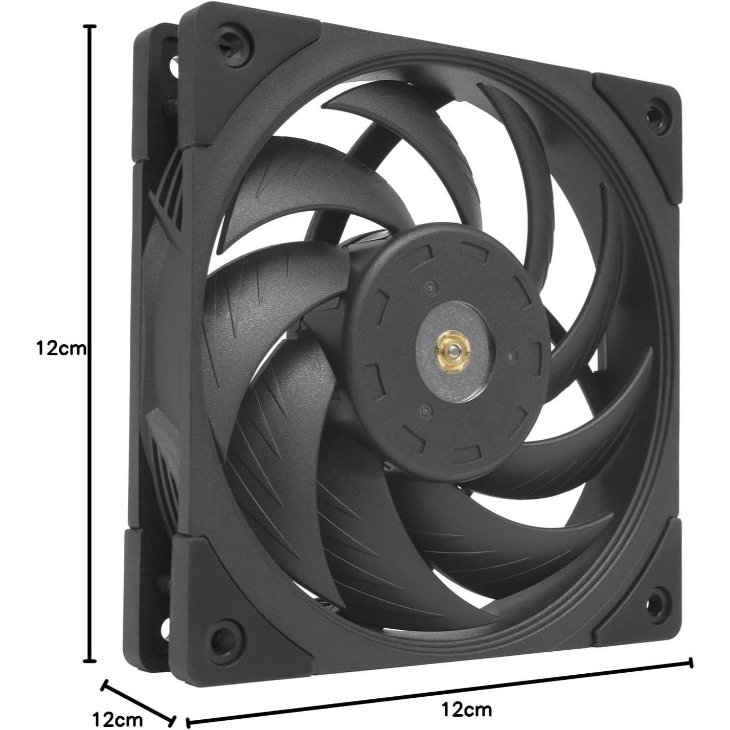 Mars Gaming MFNC, Ventilador PC PWM 120mm, Rodamiento FDB de Cobre Hiperbalanceado, Ventilador Silencioso con Diseño de Aspas Híbridas, Ventilador Ordenador Profesional, Negro