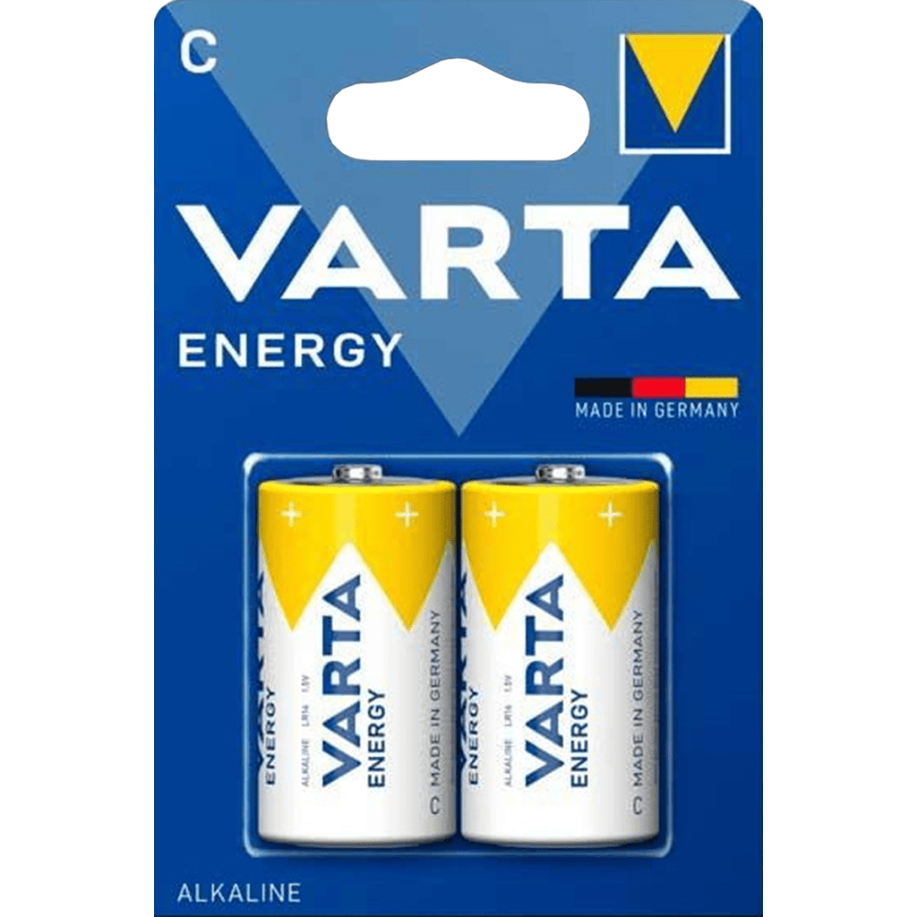Pilas C Alcalinas de Alto Rendimiento, VARTA Energy, Larga Duración, Energía Continua, Ideal para Juguetes, Linternas Medianas, Radios Portátiles, Equipos de Audio y Otros Dispositivos de Consumo Moderado - VARTA