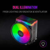 Mars Gaming, MCPU33, Disipador CPU Dual FRGB, 3 Heatpipes HCT, TDP 140W, Ventilador Ultra-silencioso PWM 11 cm, Color Negro
