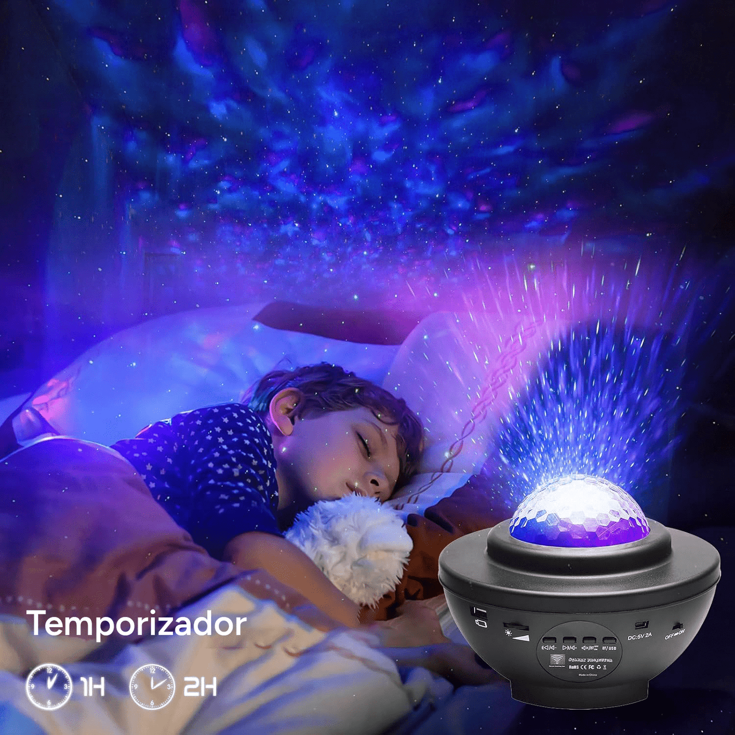 Lampara Proyector de Estrellas LED, Proyector Galaxias con Altavoz, Mando a Distancia y Temporizador, Proyector de Estrellas para Dormitorio, Múltiples Modos de Luz y Colores