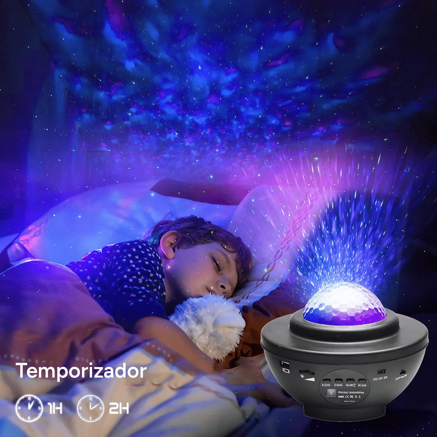 Lampara Proyector de Estrellas LED, Proyector Galaxias con Altavoz, Mando a Distancia y Temporizador, Proyector de Estrellas para Dormitorio, Múltiples Modos de Luz y Colores