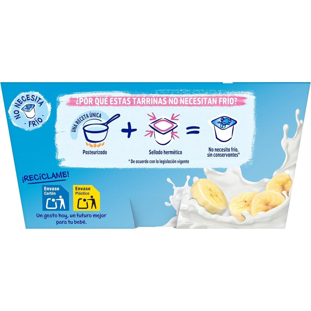 NESTLÉ Yogolino Plátano, Yogur Infantil a partir de los 8 Meses, Sin Gluten, 4 Tarrinas de 100g por Paquete
