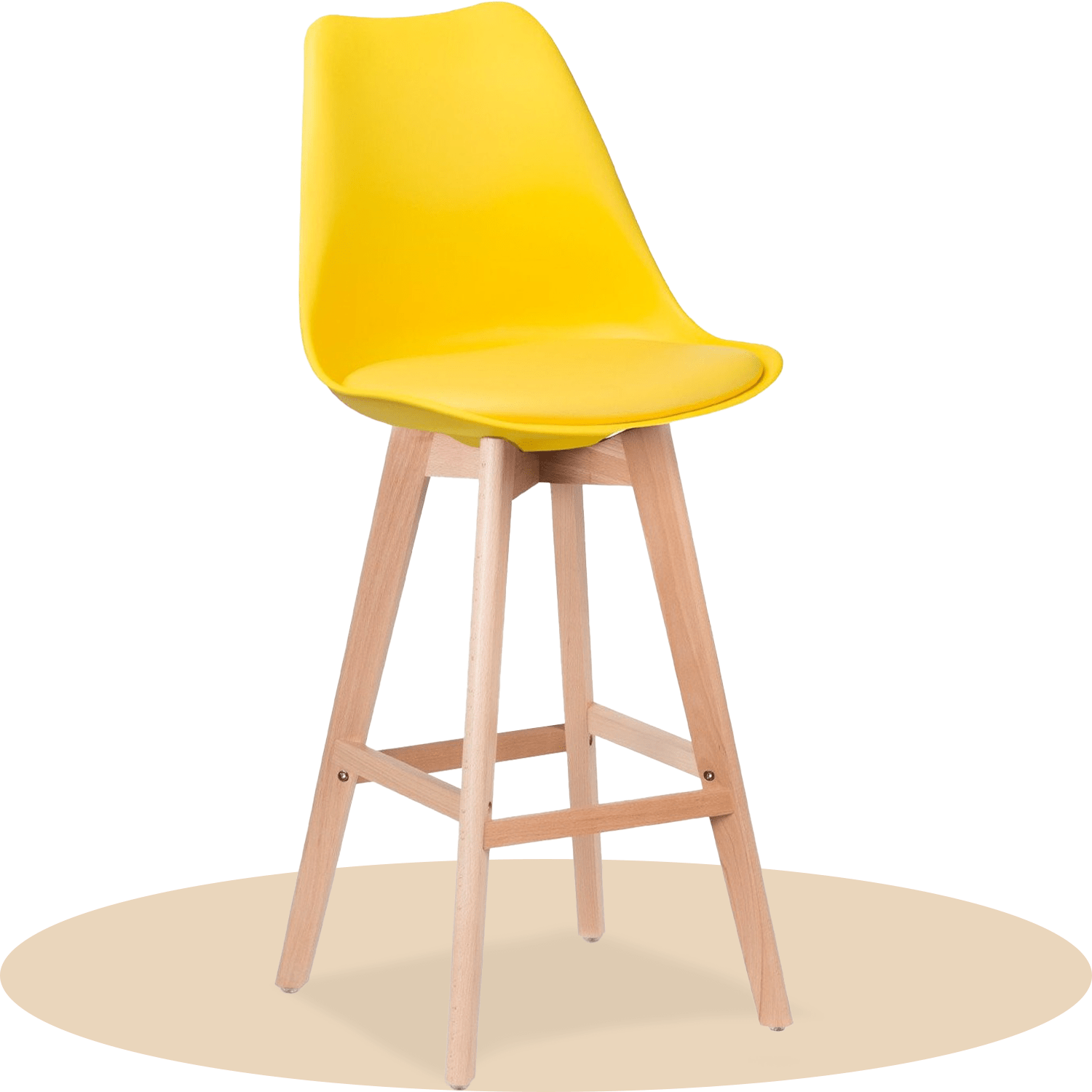 Taburete Alto Cocina con Respaldo, Asiento Blando y Tapizado, Patas Altas Resistentes de Madera de Haya con Reposapiés, Sillas Nórdicas, Ideal para Cocina, Salón, Comedor y Restaurante, 54.5 x 49.5 x 106 cm