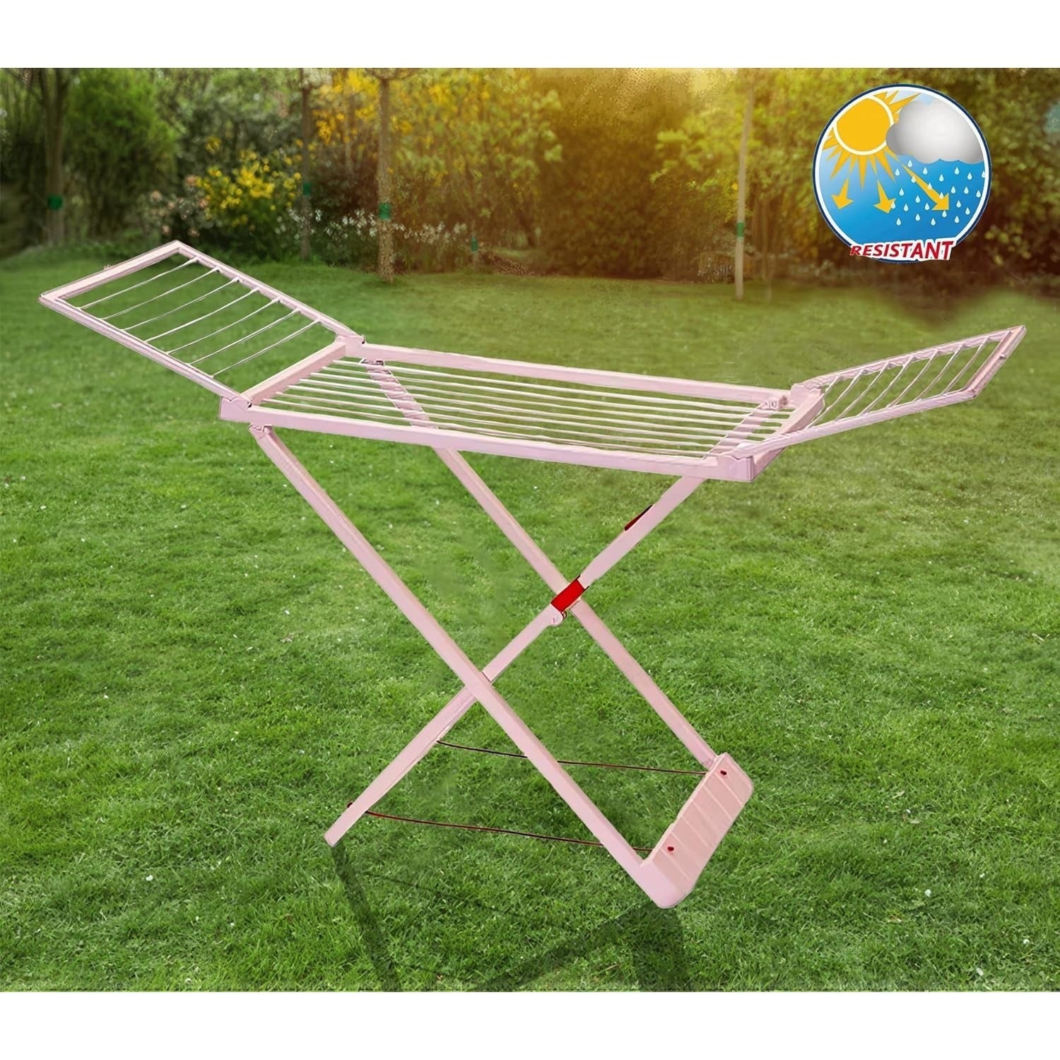 Tendedero Plegable con Alas, 20 Metros de Superficie de Tendido, Hecho de Resina Resistente al Sol y a la Intemperie, 180 x 108 x 55 cm