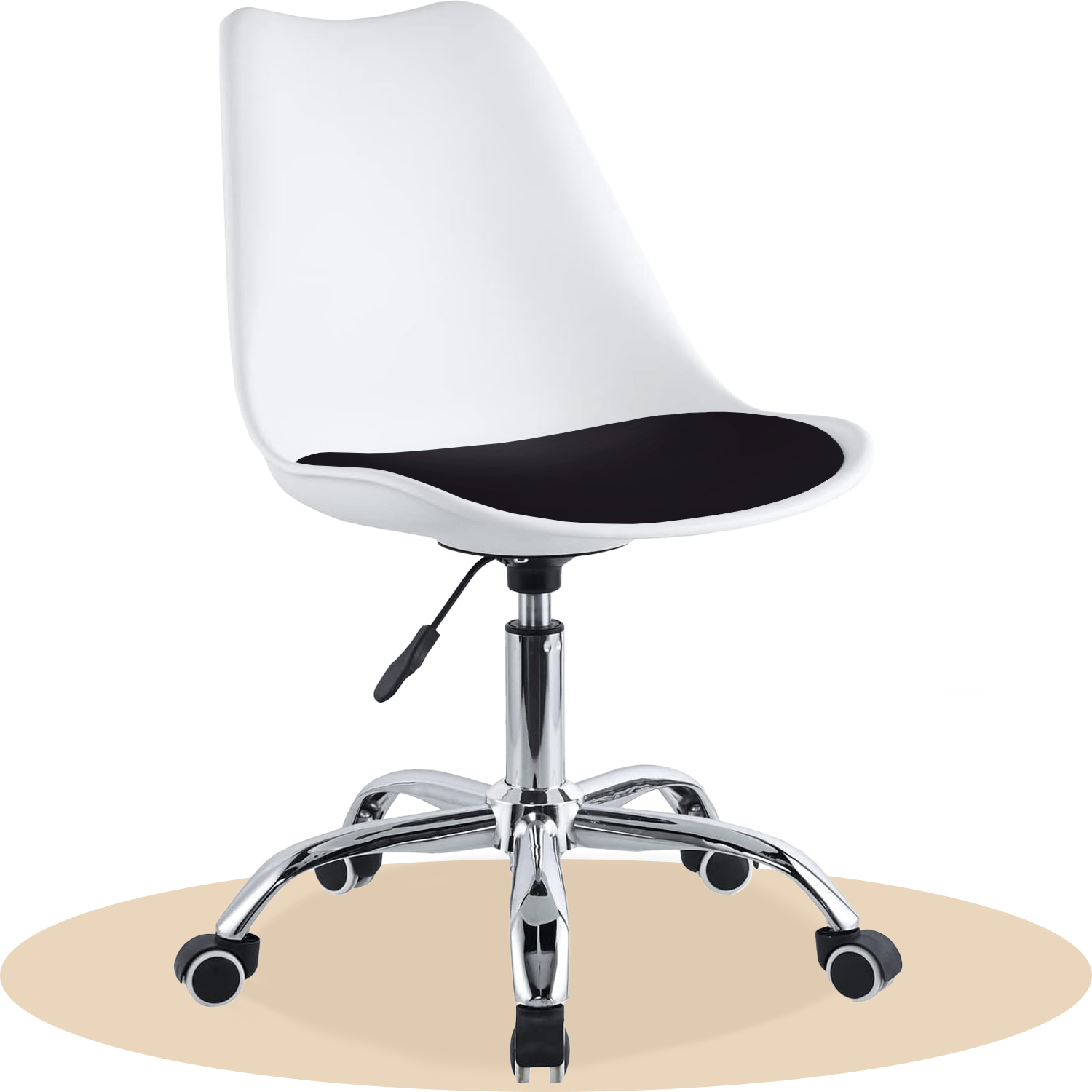 Silla Escritorio Ergonómica con Ruedas, Silla Oficina Giratoria con Altura Ajustable, Acolchada, Estilo Nórdico, Ideal para Estudio y Oficina