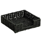 Servilletero de Mesa Tejido, para Organizar Servilletas en Cocina y Comedor, Diseño Decorativo de Estilo Natural, Color Negro, 18 x 18 x 5 cm