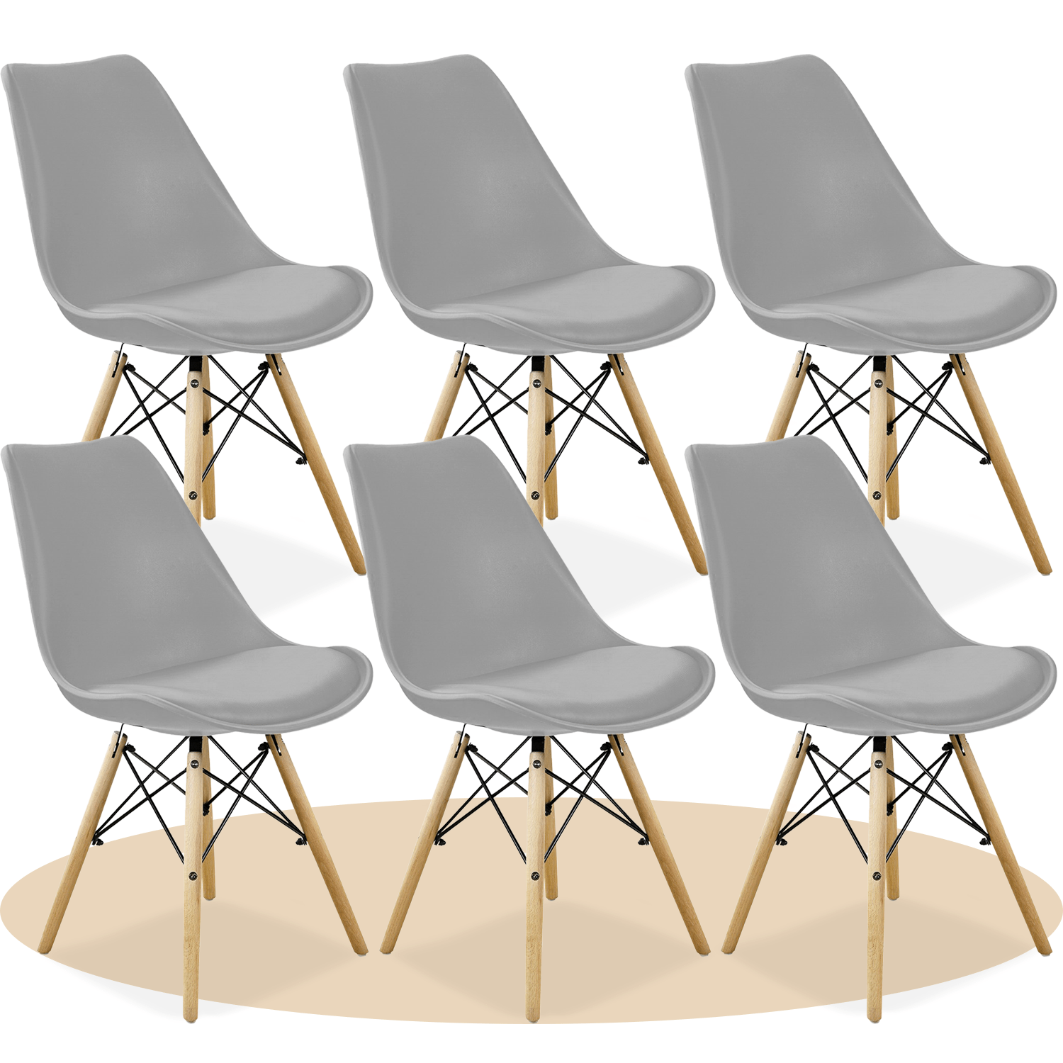 Sillas para Comedor, Sillas para Cocina con Asiento Blando, Tapizado y Patas Resistentes de Madera de Haya, Sillas Nórdicas Minimalistas, 49.5 x 44 x 79.5 cm