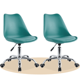 Silla Escritorio Ergonómica con Ruedas, Silla Oficina Giratoria con Altura Ajustable, Acolchada, Estilo Nórdico, Ideal para Estudio y Oficina